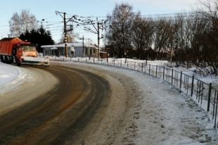 После уборки снега.
