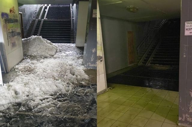 После публикаций в СМИ в Оренбурге убрали заваленный снегом подземный переход.
