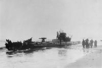 Подлодка U-20 на датском побережье в 1916 году. Торпеды взорвались в носовой части, уничтожив корабль.