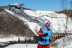 Российская спортсменка Наталья Непряева во время тренировки