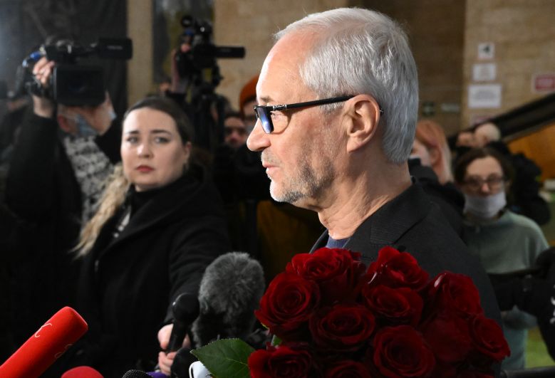 Актёр, режиссёр, депутат Московской городской думы Евгений Герасимов на церемонии прощания с режиссёром Виктором Мережко в Доме кино