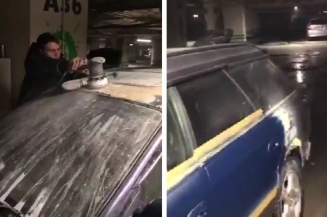 Водители устроили кузовной ремонт на теплой парковке «Ауры» в Новосибирске