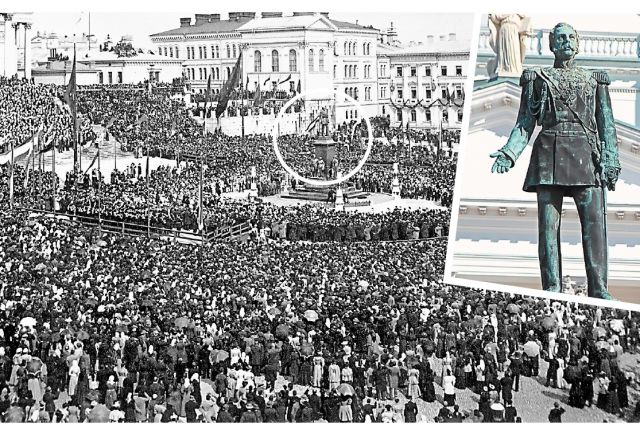 В апреле 1894 г. на торжественном открытии памятника императору Александру II в Хельсинки собралось 30 тыс. местных жителей. Оккупантов так не чествуют.