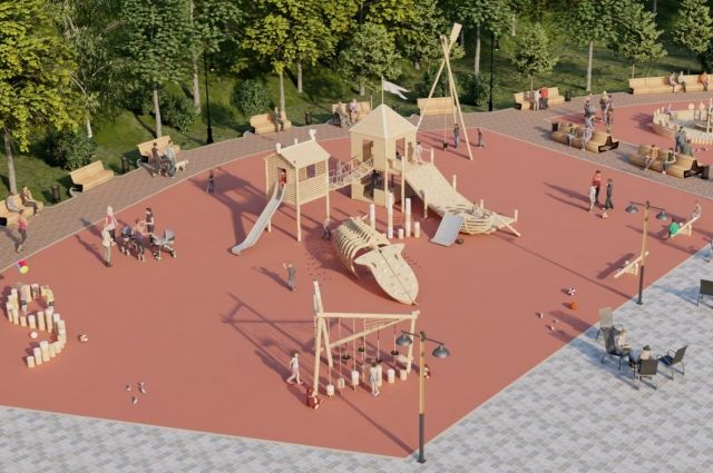 Проект современной детской площадки и сцены на Массовом поле в Смоленске