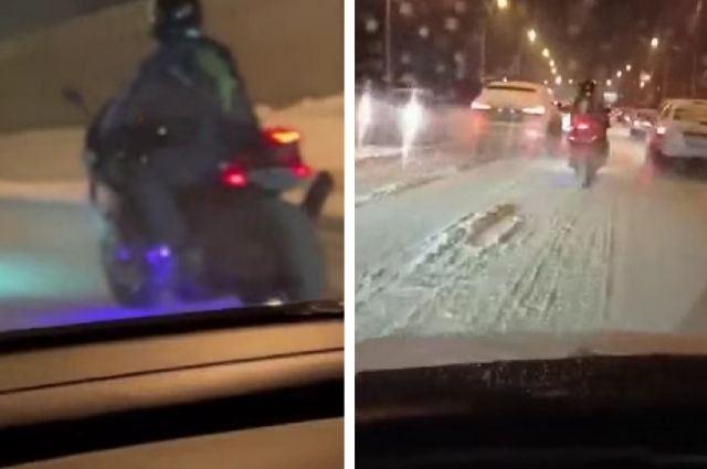 В Новосибирске сняли на видео бесстрашного мотоциклиста на Большевистской