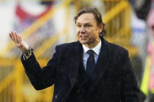 Главный тренер сборной России Валерий Карпин в матче 10-го тура отборочного этапа чемпионата мира по футболу 2022 между сборными Хорватии и России.