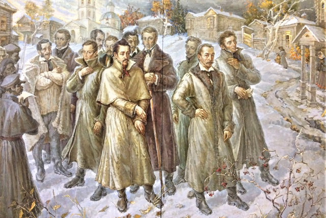 Ссыльные декабристы прибыли в Иркутск. Картина художника Владимира Кузьмина.