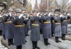 Музыканты военного оркестра во время церемонии прощания с лидером ЛДПР Владимиром Жириновским на Новодевичьем кладбище