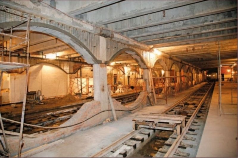 Строительство второй очереди метротрама. Станция Ельшанка. 2008 год.