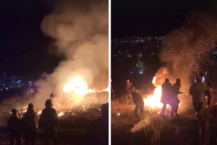 В один момент горящий предмет полетел в зрителей.