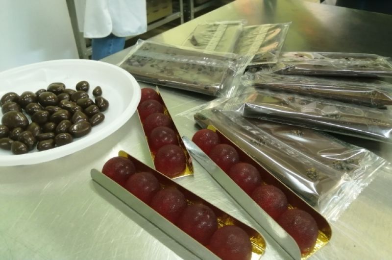 Драже из сосновых шишек в шоколаде, мармелад из ягод и шоколад с кедровыми орешками