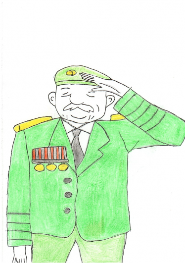 14. «Мой герой!» Рисунок в технике цветные карандаши. Даниэль Камалетдинов, 11 лет.