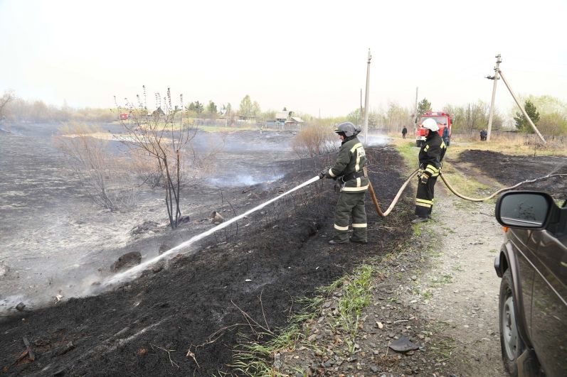 Тушение пожара в Курганской области