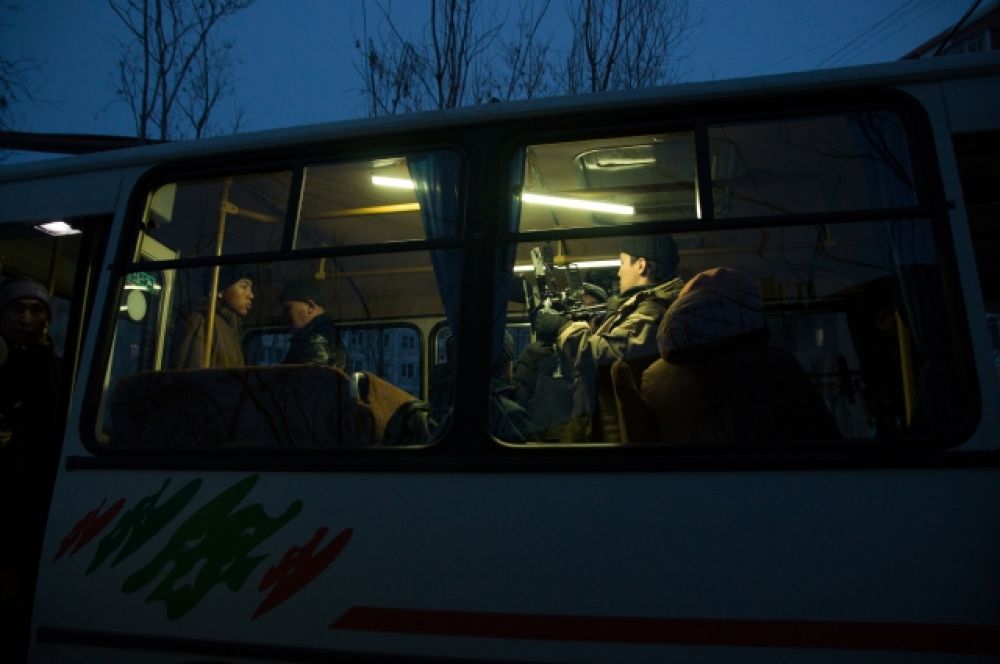Репетиция сцены в автобусе.