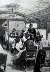 Гравюра, изображающая интерьер вагона-ресторана «Восточного экспресса» (19 век)