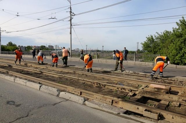 Демонтаж трамвайных путей в Барнауле
