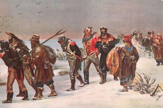 «Пленные французы в 1812 году», художник А. Прянишников.  