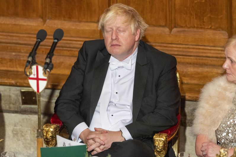 Борис Джонсон на ежегодном банкете лорда-мэра в Гилдхолле в Лондоне, 15 ноября 2021