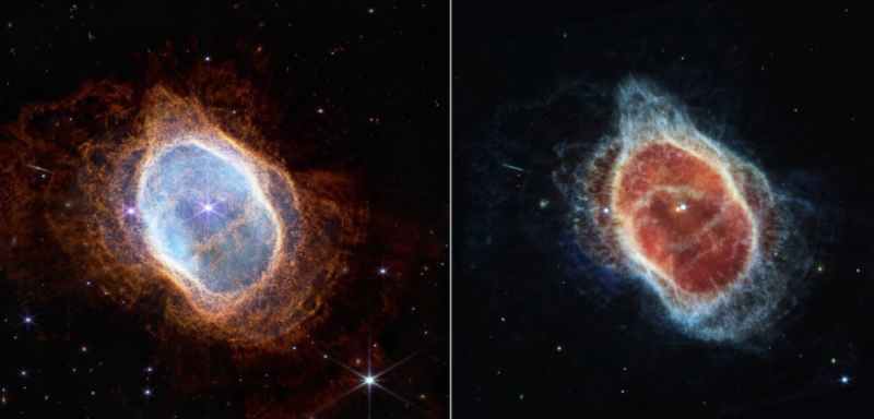 Космический телескоп раскрыл детали планетарной туманности Южное кольцо. Планетарные туманности — это оболочки из газа и пыли, которые выбрасывают умирающие звезды.