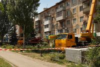 Ремонт фасада жилого многоквартирного дома в квартале им. Гаевого в Луганске.