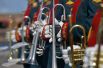 Музыканты военного оркестра на генеральной репетиции морского парада ко Дню ВМФ