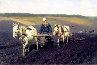 Лев Толстой на пашне. Картина И. Репина