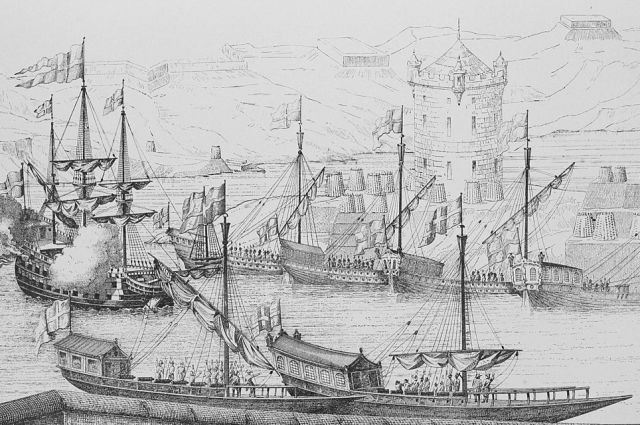 «Азовский флот под Азовом» в 1686. Гравюра Адриана Шконебека, 1700 г. 