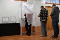 Голосование на референдуме о присоединении к России в Мелитополе.
