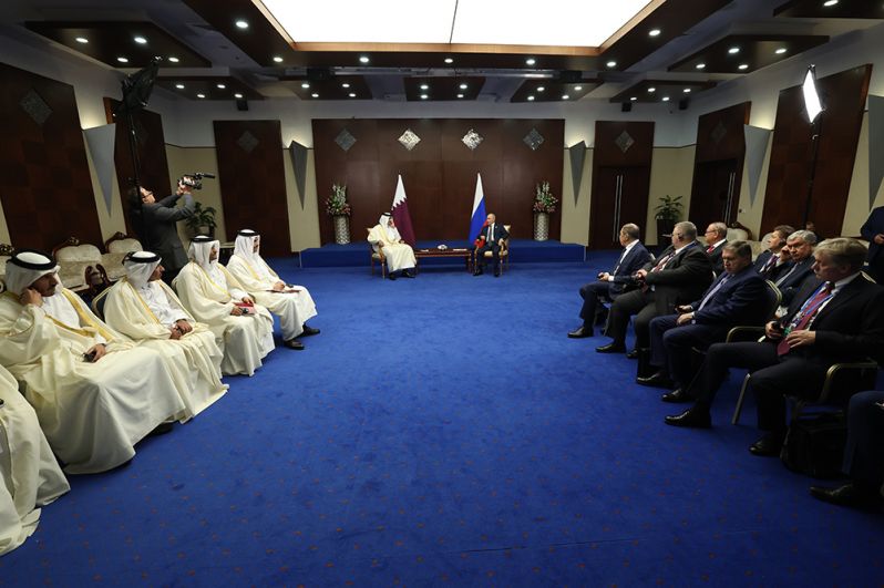 Встреча президента России Владимира Путина и  эмира Катара шейха Тамима бен Хамад Аль Тани 