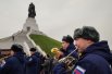 Военный оркестр на открытии памятника.