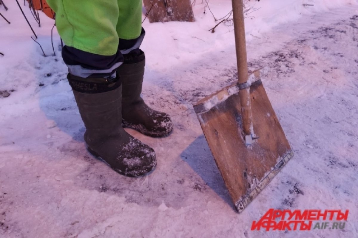 Зимняя техника и дворники расчищают улицы Барнаула от снега