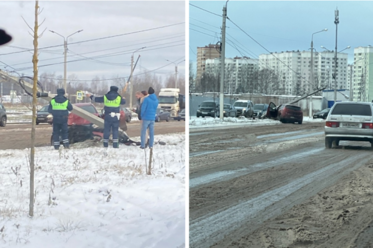 В Твери автомобиль врезался в столб на улице Красина | АиФ Тверь