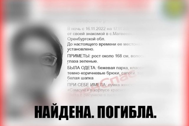 Пропавшую без вести 17 ноября жительницу Матвеевки нашли мертвой.