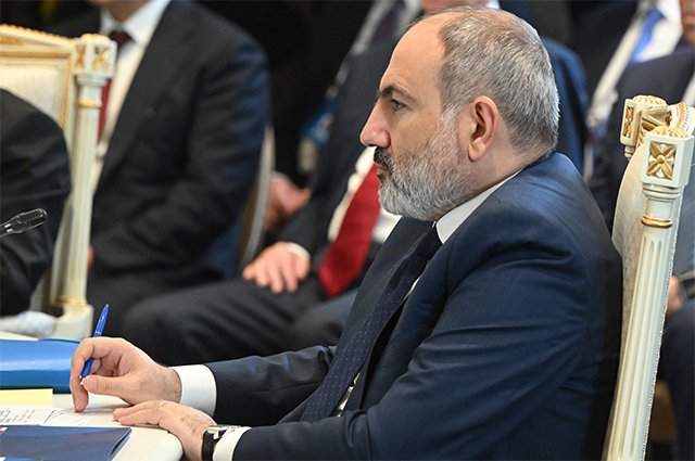 Премьер-министр Армении Никол Пашинян во время очередной сессии Совета коллективной безопасности Организации Договора о коллективной безопасности (ОДКБ) в расширенном составе в Ереване.