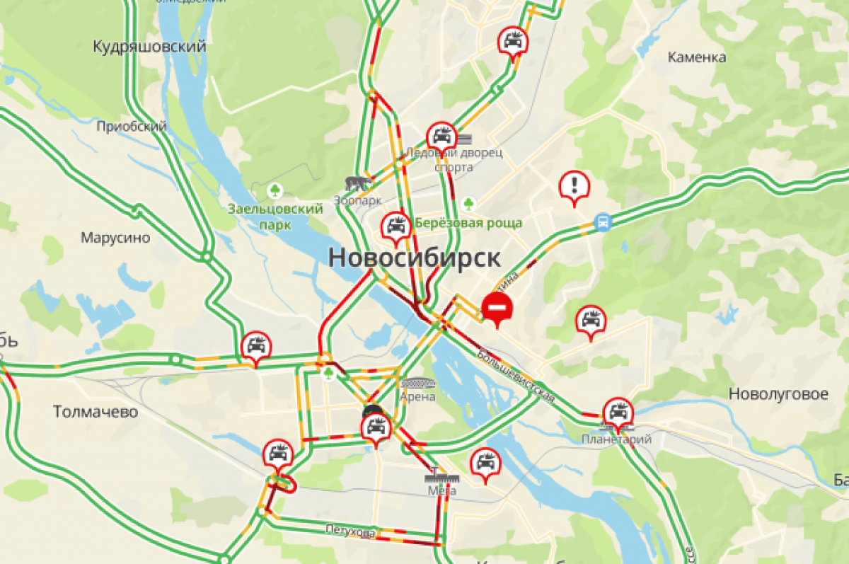 Карта новосибирска пробки онлайн