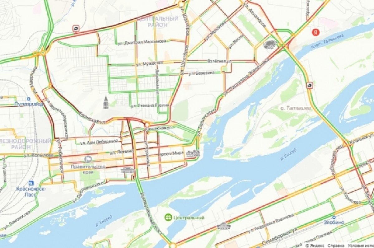 Пробки в красноярске сейчас онлайн карта смотреть