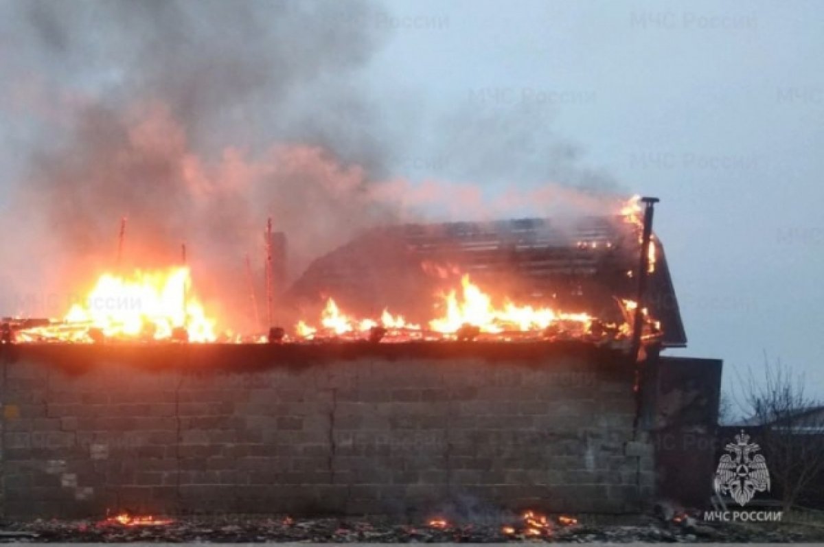 В брянской деревне Сергино вечером 29 января загорелись дом и гараж