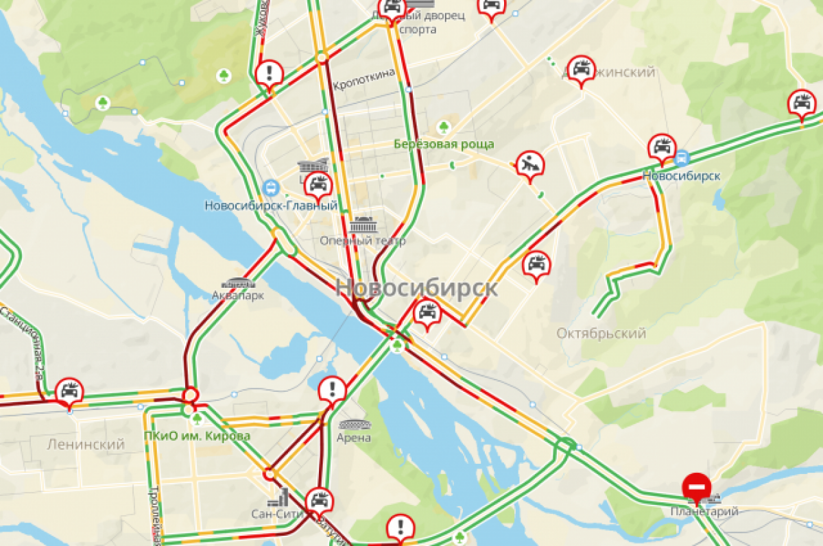 Пробки в новосибирске на данный момент карта