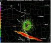 Радар Национальной метеорологической службы в Шривпорте, штат Луизиана, отображает обломки шаттла «Колумбия».