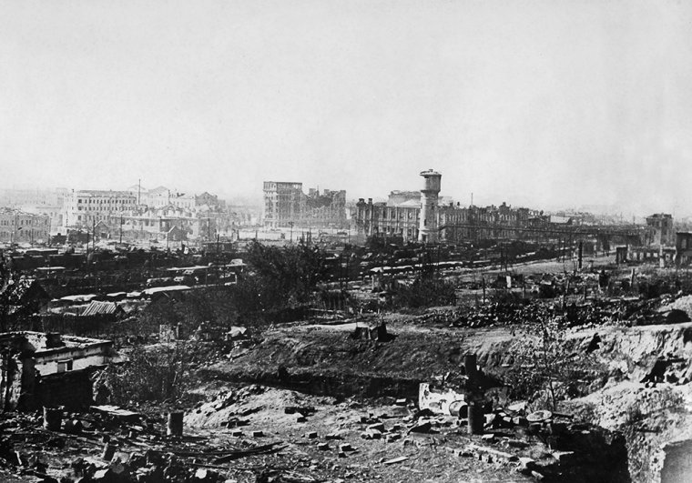 Вид на Сталинград в 1942 году.