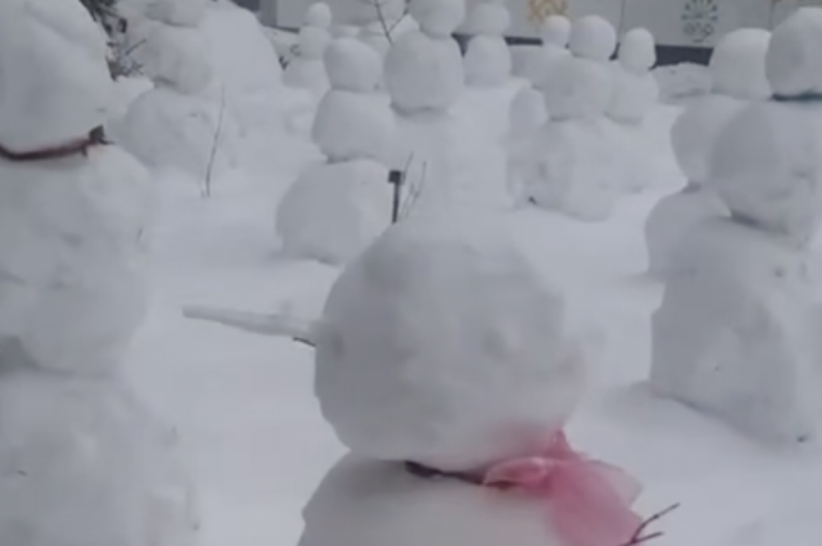 Житель Уфы слепил в своем дворе 36 снеговиков