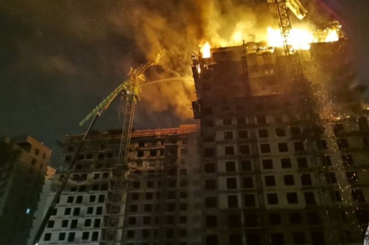 В Иркутске произошел пожар на 16-м этаже строящегося дома