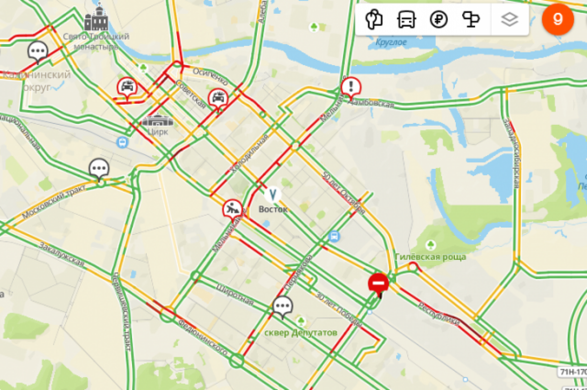 Карта набережных челнов пробки на дорогах