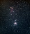 Созвездие Ориона и комплекс туманностей в созвездии Ориона. Снято на фотоаппарат на выезде за город со студентами СибГУ. Снято с разными объективами в разном масштабе.