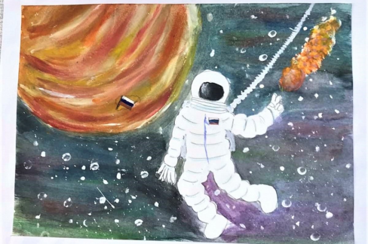 Космонавтики рисунки на день космонавтики