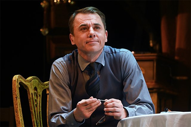 Игорь Петренко в роли доктора Борменталя на пресс показе спектакля по роману М. Булгакова «Собачье сердце» в постановке Алексея Дубровского в Малом театре.