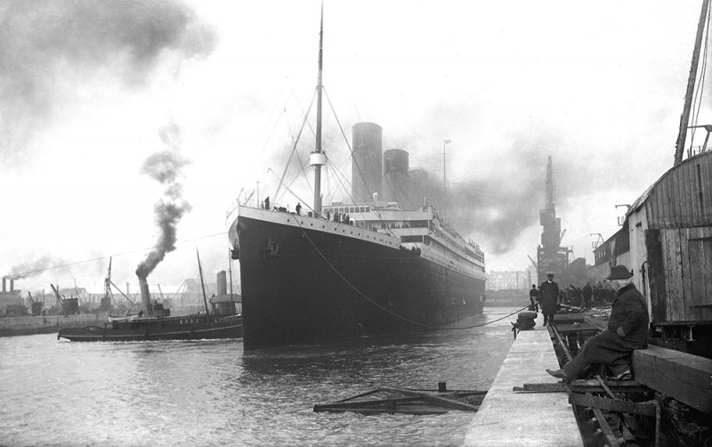 «Титаник» в порту Саутгемптона перед отправлением в первое и последнее плавание, 10 апреля 1912 г.