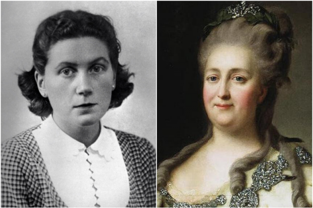 Дочь Иосифа Сталина — Светлана Аллилуева (слева) и Екатерина II Великая.
