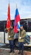 Знаменосцы - курсанты военно-учебного центра СФУ, постоянные участники автопробега.