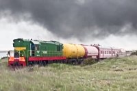 Пожарный поезд ФГУП "Крымская железная дорога" был использован при тушении пожара.